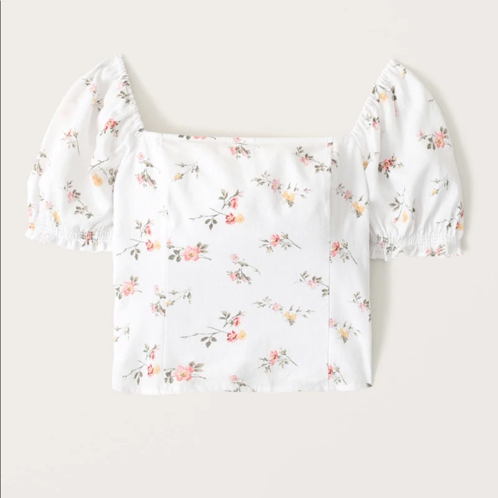 Abercrombie & Fitch Squareneck Puff Sleeve Top